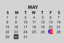 District School Academic Calendar for Bingman Head Start for May 2022