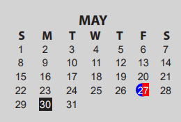 District School Academic Calendar for O C Taylor Ctr for May 2022