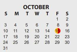 District School Academic Calendar for South Park Middle for October 2021