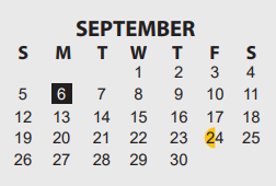 District School Academic Calendar for O C Taylor Ctr for September 2021