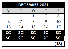 District School Academic Calendar for Merlo Station Night School for December 2021