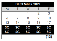 District School Academic Calendar for Cedar Mill Elementary School for December 2021