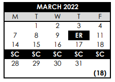 District School Academic Calendar for Bethany Elementary School for March 2022