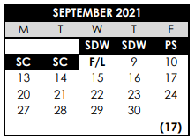 District School Academic Calendar for Cedar Park Middle School for September 2021