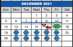District School Academic Calendar for Beckville Sunset Elementary for December 2021
