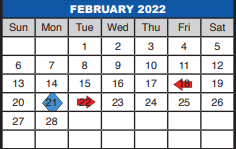 District School Academic Calendar for Beckville Sunset Elementary for February 2022