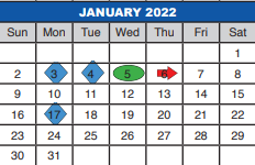 District School Academic Calendar for Beckville Sunset Elementary for January 2022