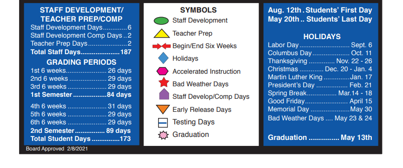 District School Academic Calendar Key for Beckville Jr-sr High School