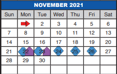 District School Academic Calendar for Beckville Sunset Elementary for November 2021