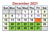 District School Academic Calendar for Bells Elementary for December 2021