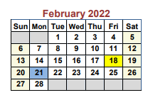 District School Academic Calendar for Bells Elementary for February 2022