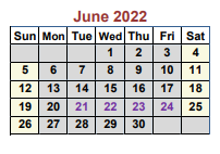 District School Academic Calendar for Bells Elementary for June 2022