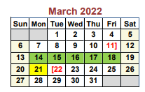 District School Academic Calendar for Bells Elementary for March 2022