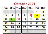District School Academic Calendar for Pritchard Junior High for October 2021