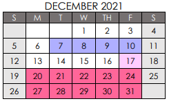 District School Academic Calendar for O'bryant Int for December 2021