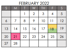 District School Academic Calendar for Spicer Alter Ed Ctr for February 2022