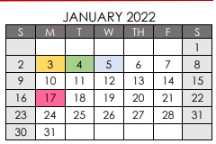 District School Academic Calendar for West End Elementary for January 2022