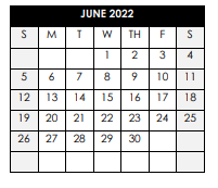 District School Academic Calendar for Ingram/pye Elementary School for June 2022