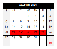District School Academic Calendar for Burghard Elementary School for March 2022
