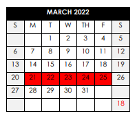 District School Academic Calendar for West Blocton High School for March 2022