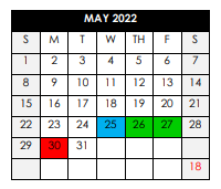 District School Academic Calendar for Miller Magnet Middle School for May 2022