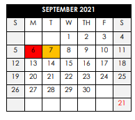 District School Academic Calendar for Teen Parent Center for September 2021