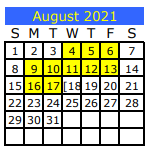 District School Academic Calendar for Big Sandy Junior High for August 2021