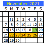 District School Academic Calendar for Big Sandy Junior High for November 2021