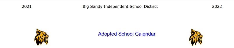 District School Academic Calendar for Big Sandy Junior High