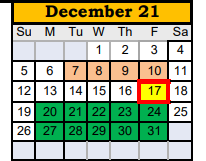 District School Academic Calendar for Washington El for December 2021