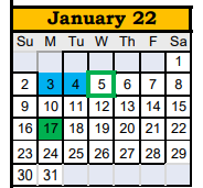 District School Academic Calendar for Washington El for January 2022