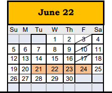 District School Academic Calendar for Washington El for June 2022