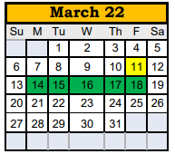 District School Academic Calendar for Washington El for March 2022