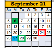 District School Academic Calendar for Big Spring Aep for September 2021