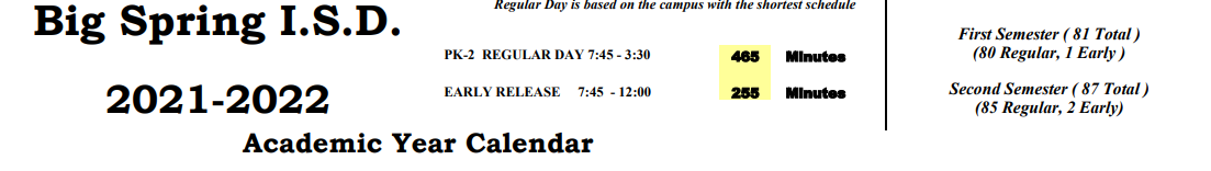 District School Academic Calendar for Washington El