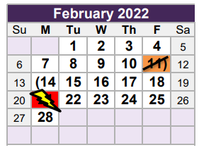 District School Academic Calendar for W A Porter Elementary for February 2022