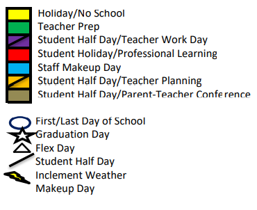 District School Academic Calendar Legend for W A Porter Elementary