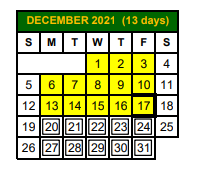 District School Academic Calendar for Nueces Co J J A E P for December 2021
