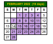 District School Academic Calendar for Nueces Co J J A E P for February 2022
