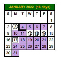 District School Academic Calendar for Nueces Co J J A E P for January 2022
