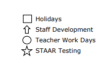 District School Academic Calendar Legend for Petronila Elementary