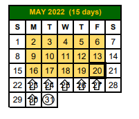 District School Academic Calendar for Nueces Co J J A E P for May 2022