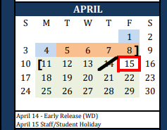District School Academic Calendar for Blanco Middle for April 2022
