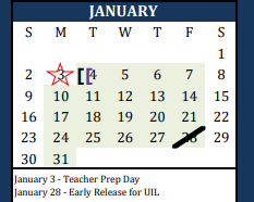 District School Academic Calendar for Blanco Middle for January 2022