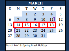 District School Academic Calendar for Blanco Middle for March 2022
