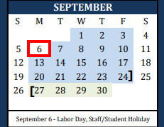 District School Academic Calendar for Blanco High School for September 2021