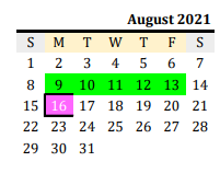 District School Academic Calendar for Navarro County Daep/abc for August 2021