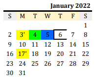 District School Academic Calendar for Blooming Grove Elementary for January 2022