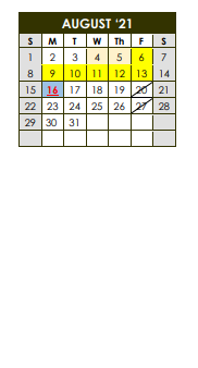 District School Academic Calendar for Bloomington Elementary for August 2021