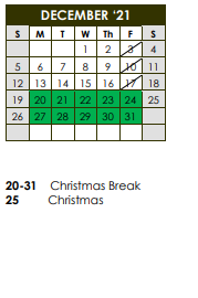 District School Academic Calendar for Bloomington High School for December 2021